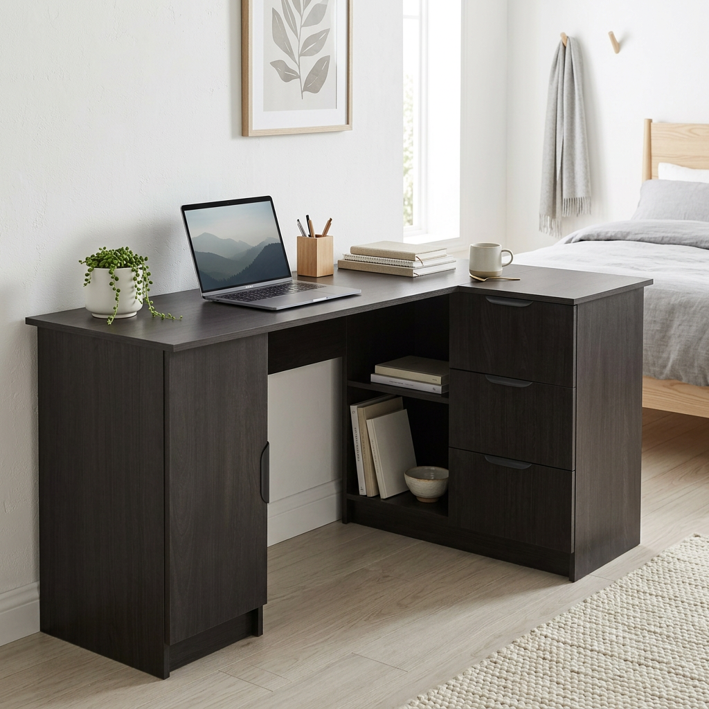 ROME CORNER DESK - NORDIC ASH - PULL BLACK
