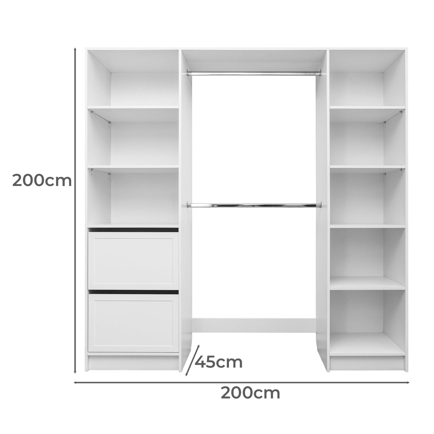 Basel Walk In Wardrobe Kit - Hamptons - White