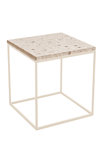 SILVA BONE SIDE TABLE WITH TRAVERTINE