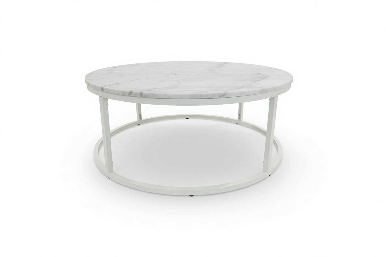 VELA COFFEE TABLE WHITE WITH WHITE MARBLE