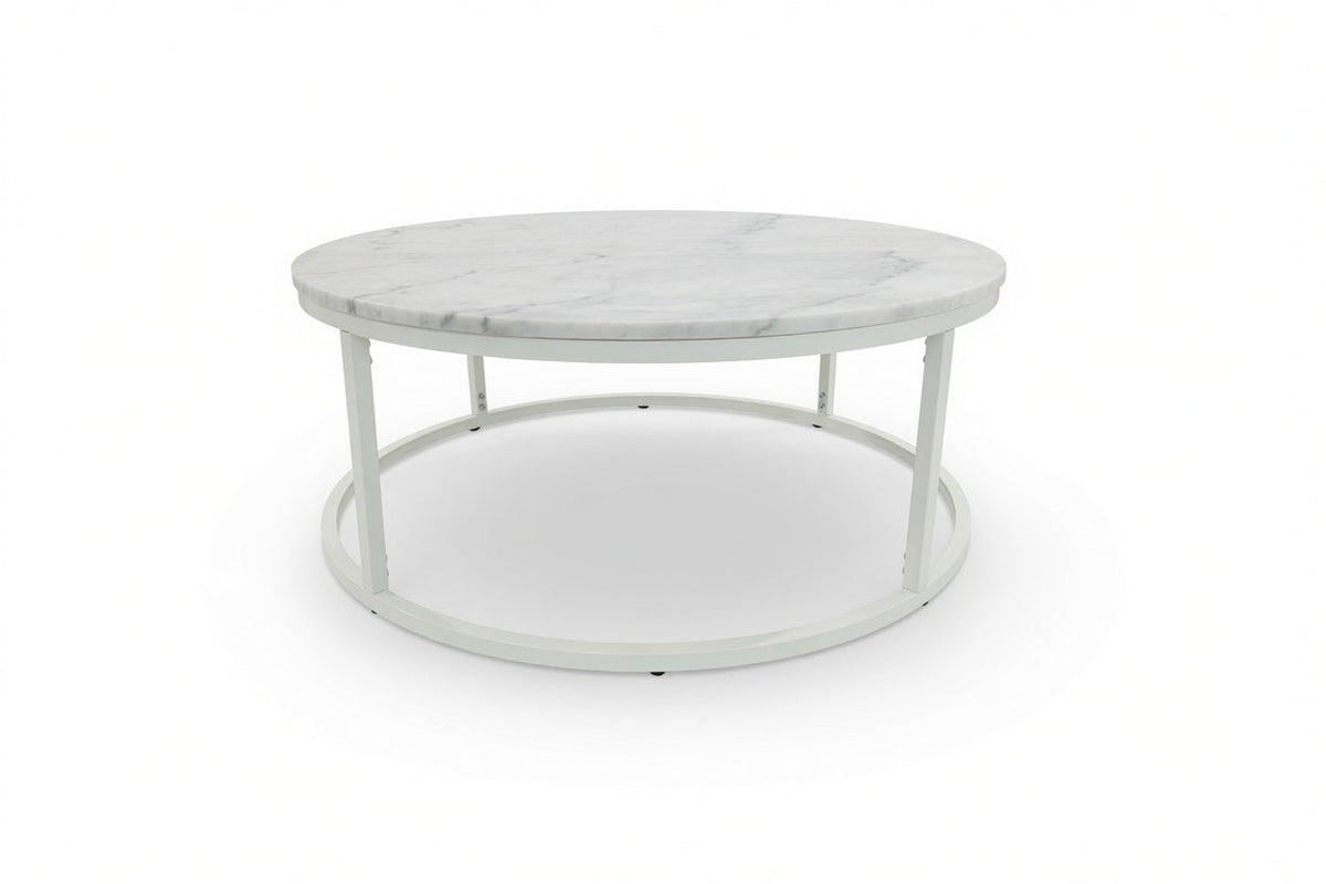 VELA COFFEE TABLE WHITE WITH WHITE MARBLE