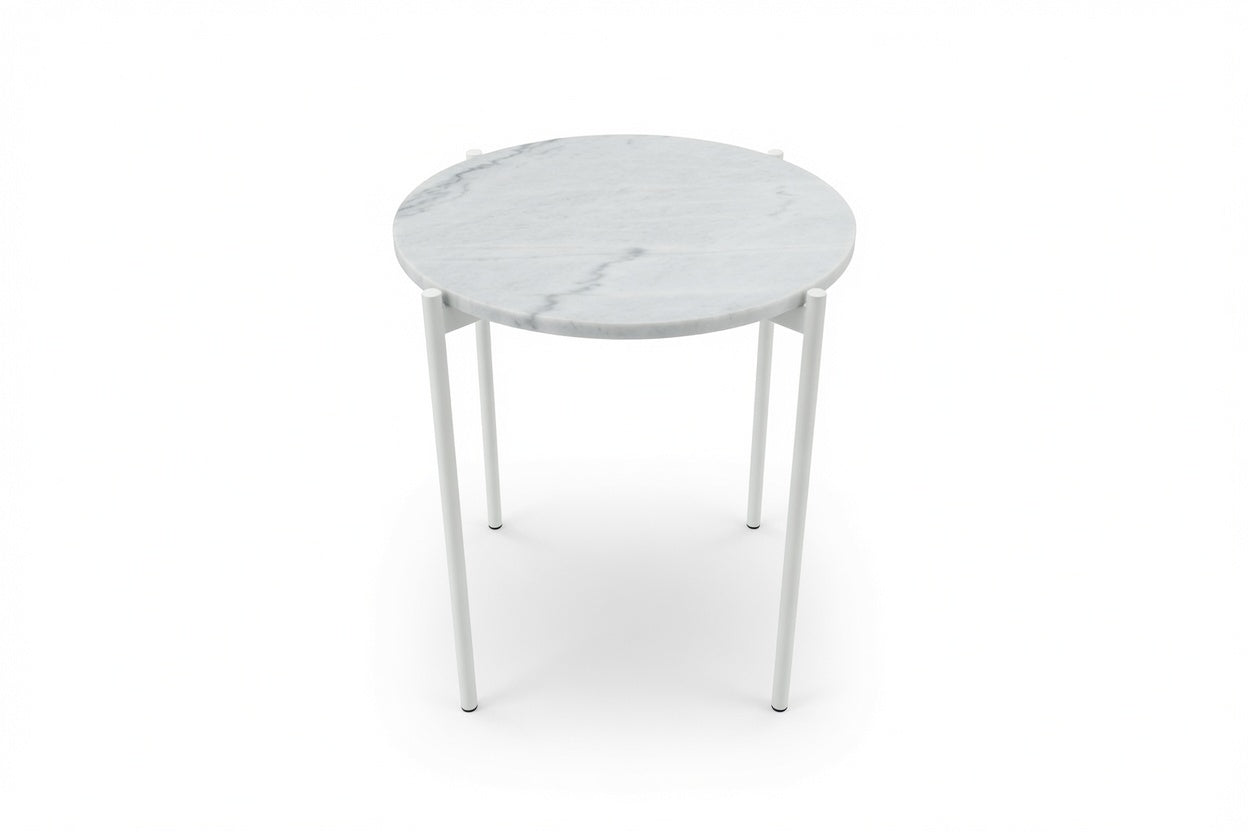 SOLIS SIDE TABLE WHITE WITH WHITE MARBLE