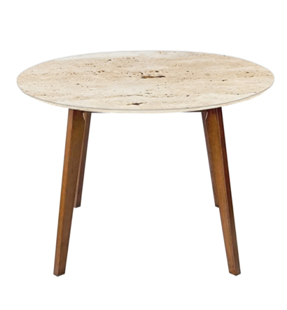 NERO WALNUT SIDE TABLE WITH TRAVERTINE
