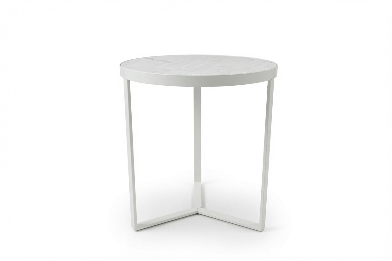LUME SIDE TABLE WHITE WITH WHITE MARBLE