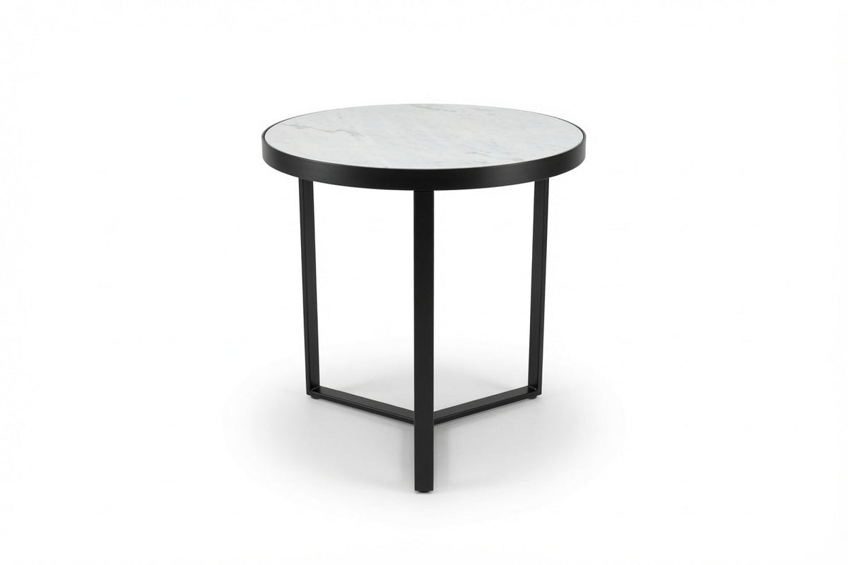 LUME SIDE TABLE BLACK WITH WHITE MARBLE