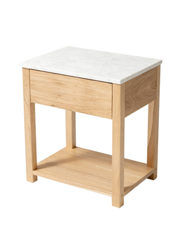 NOVA BEDSIDE TABLE NATURAL OAK WITH WHITE MARBLE