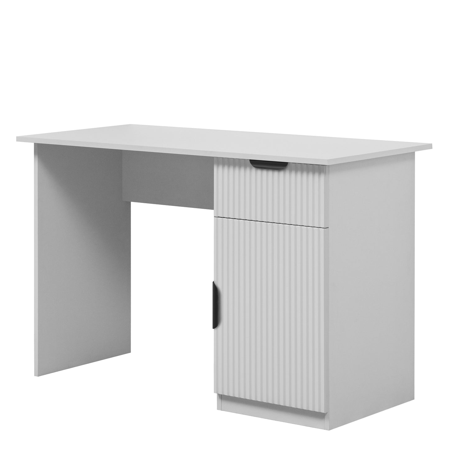 COPENHAGEN DESK - WHITE - FLUTED - PULL BLACK