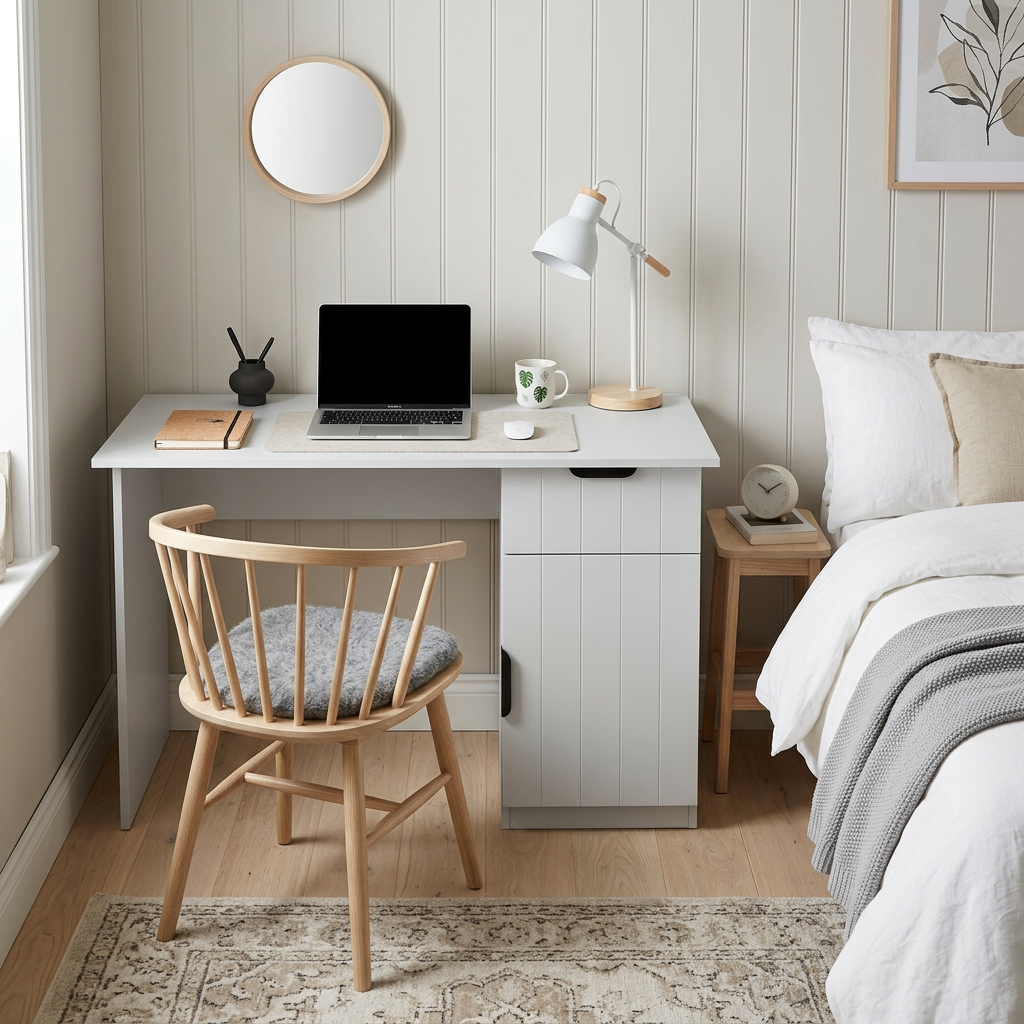 COPENHAGEN DESK - WHITE - VJ PANEL - PULL BLACK