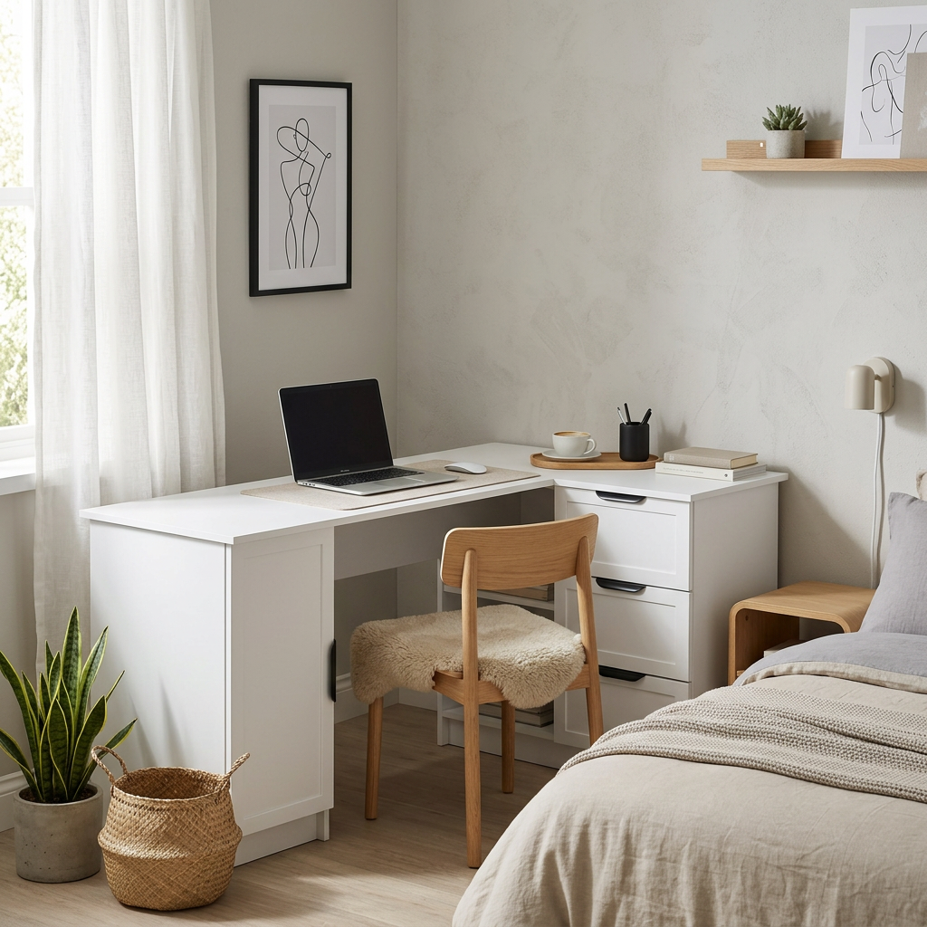 ROME CORNER DESK - WHITE - HAMPTON - PULL BLACK