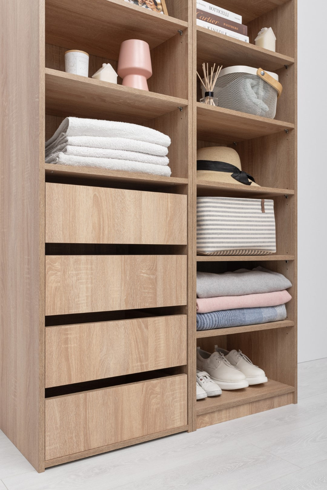 Geneva Built In Wardrobe - 6 Shelf Module - Natural Oak