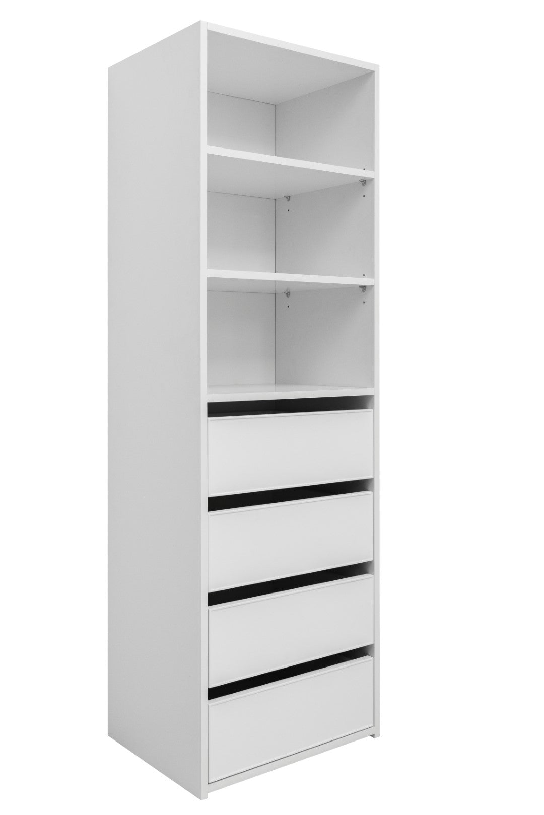 Malmo Walk In Wardrobe - 4 Drawer 3 Shelf Module - Slim Shaker - White