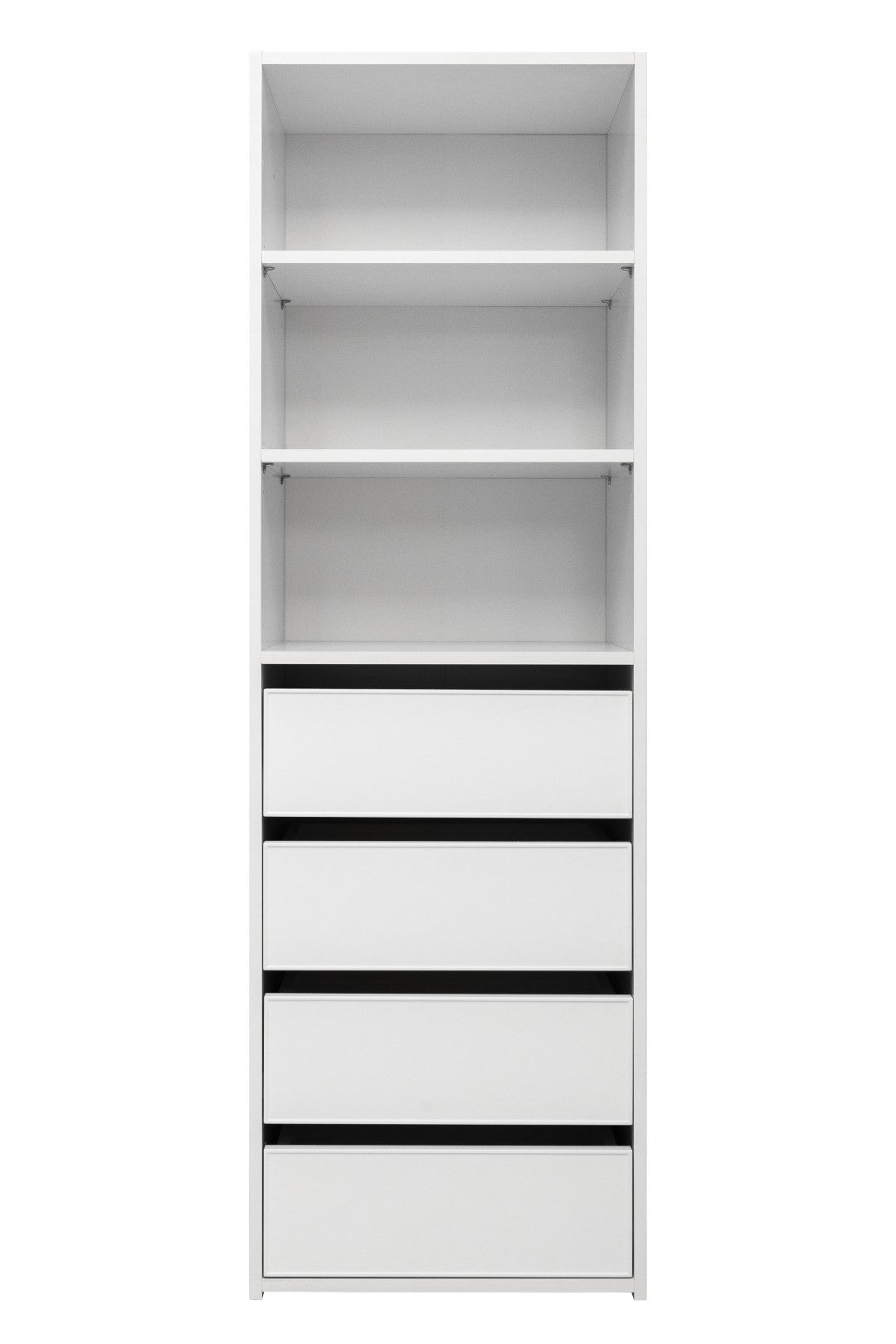 Malmo Walk In Wardrobe - 4 Drawer 3 Shelf Module - Slim Shaker - White