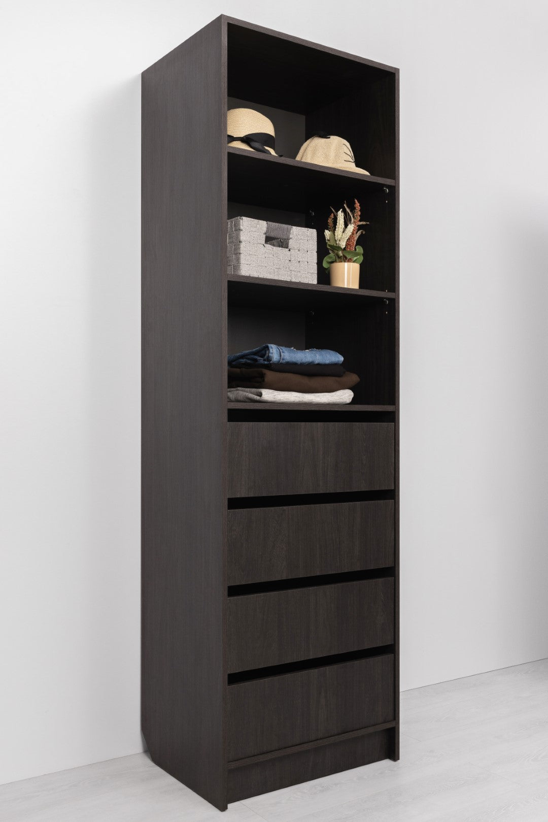 Malmo Walk In Wardrobe - 4 Drawer 3 Shelf Module - Classic - Nordic Ash