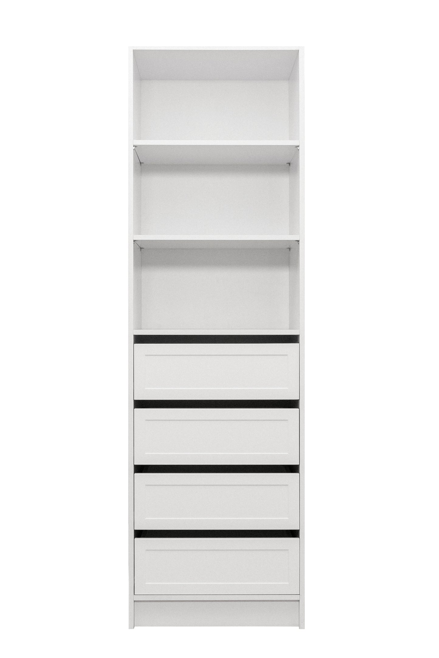 Malmo Walk In Wardrobe - 4 Drawer 3 Shelf Module - Hamptons - White