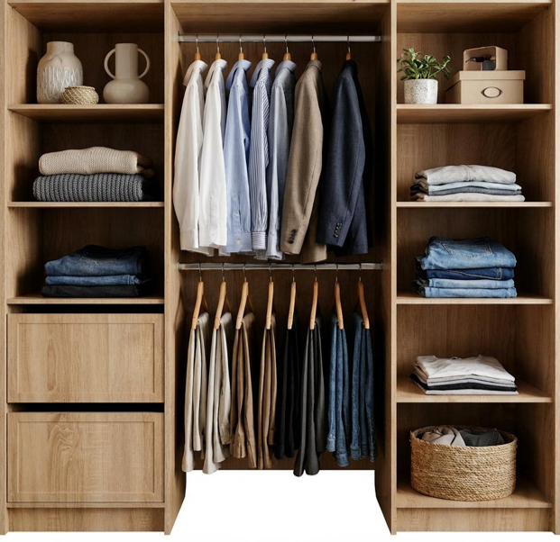 Basel Walk In Wardrobe Kit - Hamptons - Natural Oak
