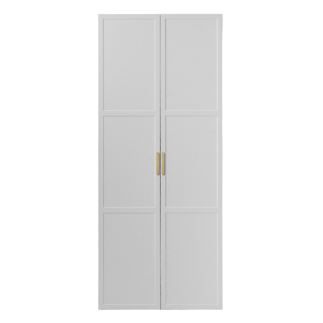 BUDAPEST TWO DOOR HANGING WARDROBE - WHITE - HAMPTONS - BRASS