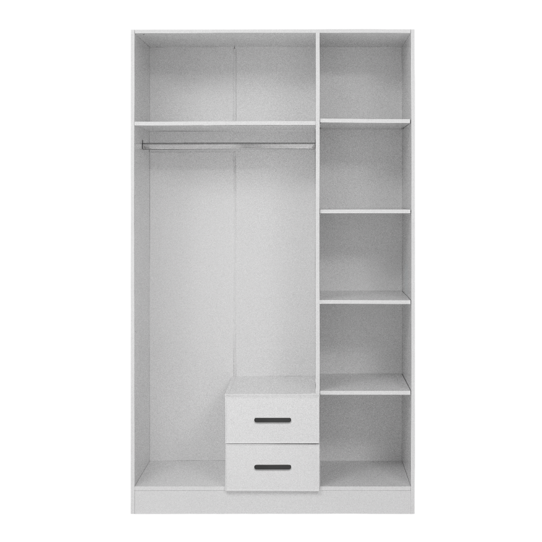 BUDAPEST THREE DOOR WARDROBE - WHITE - SLIM SHAKER - BLACK