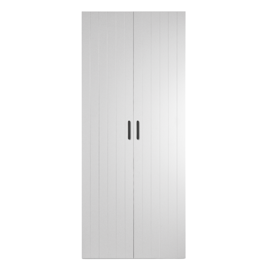 BUDAPEST TWO DOOR HANGING WARDROBE - WHITE - VJ PANEL - BLACK