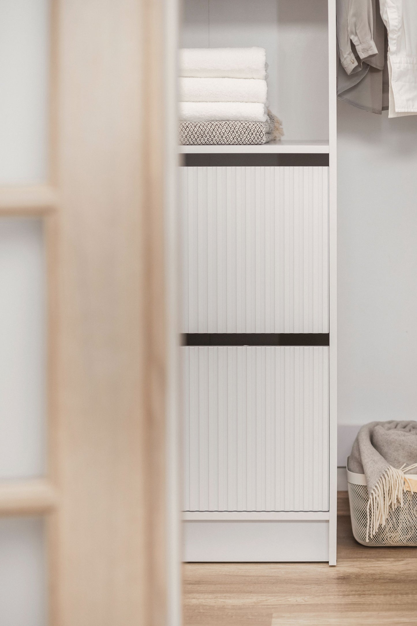 Basel Walk In Wardrobe Kit - Fluted - White