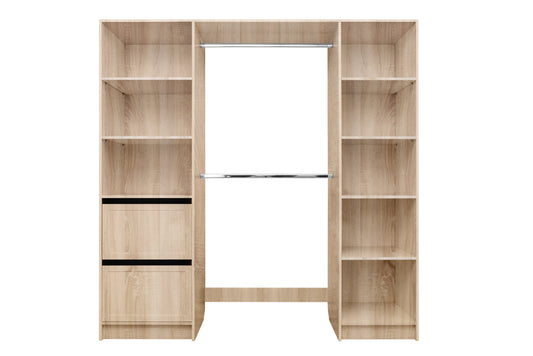 Basel Walk In Wardrobe Kit - Hamptons - Natural Oak