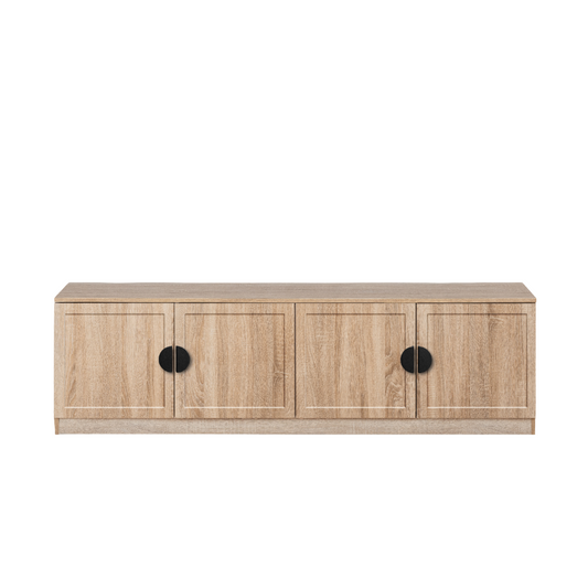 BUCHAREST TV UNIT - NATURAL OAK - HAMPTONS- HALF MOON BLACK