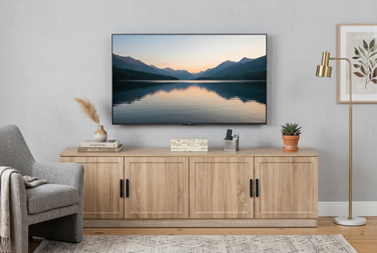 BUCHAREST TV UNIT - NATURAL OAK - HAMPTONS- OVAL BLACK