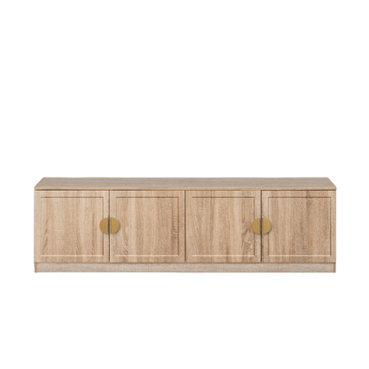 BUCHAREST TV UNIT - NATURAL OAK - HAMPTONS- HALF MOON BRASS