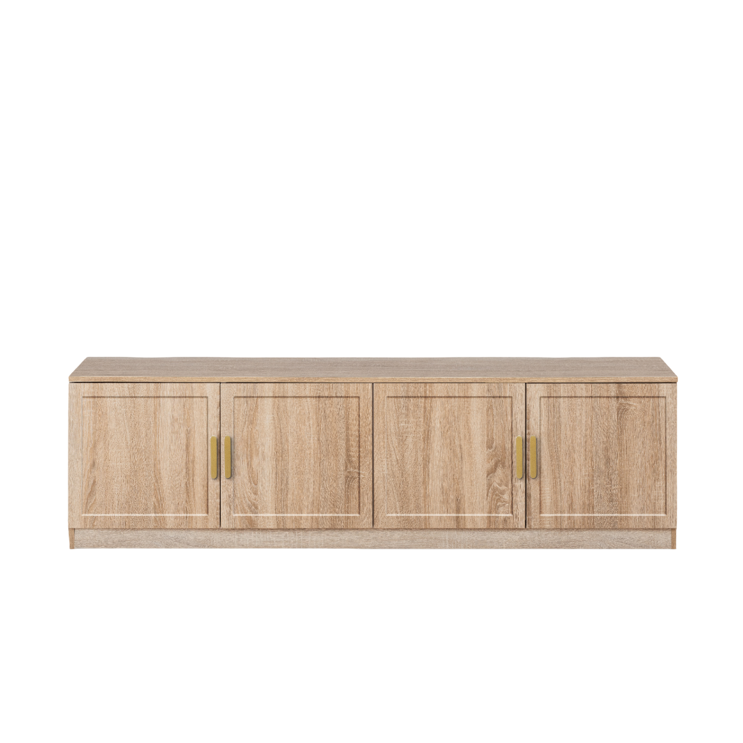 BUCHAREST TV UNIT - NATURAL OAK - HAMPTONS- OVAL BRASS