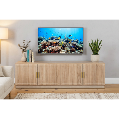 BUCHAREST TV UNIT - NATURAL OAK - HAMPTONS- OVAL BRASS