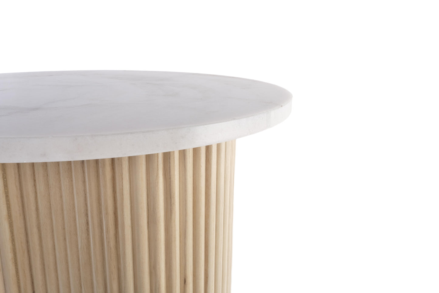 VERO SIDE TABLE NATURAL OAK WITH WHITE MARBLE