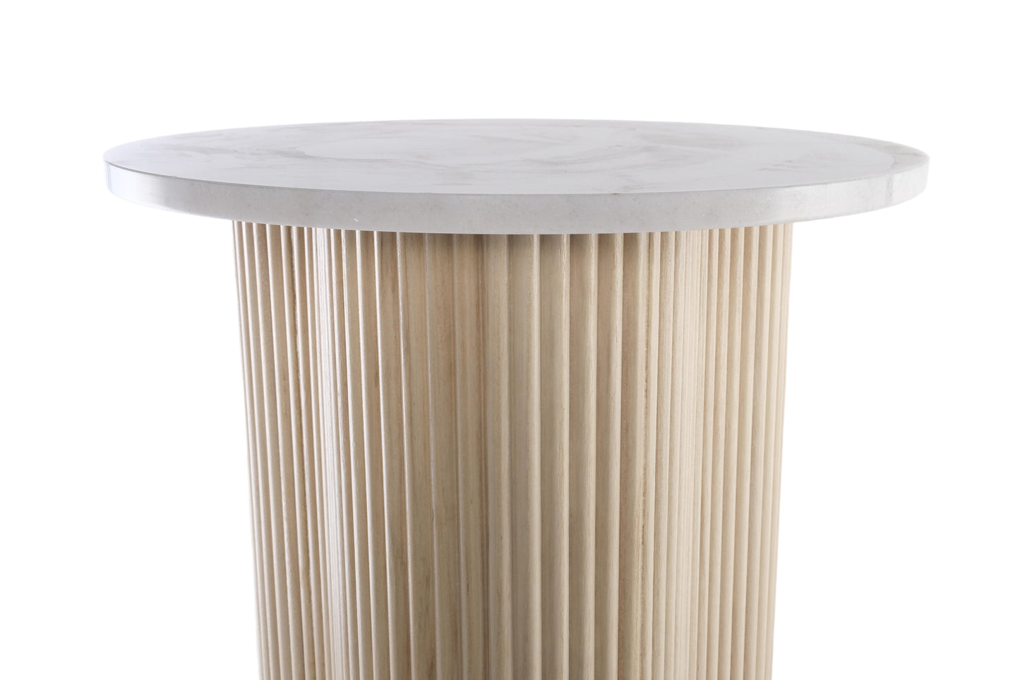 VERO SIDE TABLE NATURAL OAK WITH WHITE MARBLE