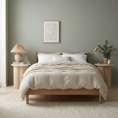 VERO SIDE TABLE NATURAL OAK WITH WHITE MARBLE