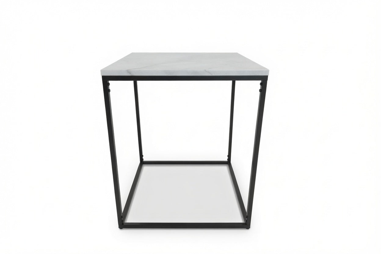 SILVA BLACK SIDE TABLE WITH WHITE MARBLE