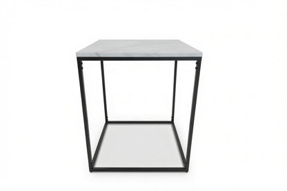 SILVA BLACK SIDE TABLE WITH WHITE MARBLE