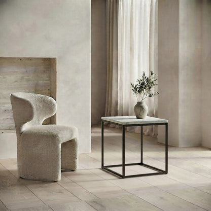 SILVA BLACK SIDE TABLE WITH WHITE MARBLE