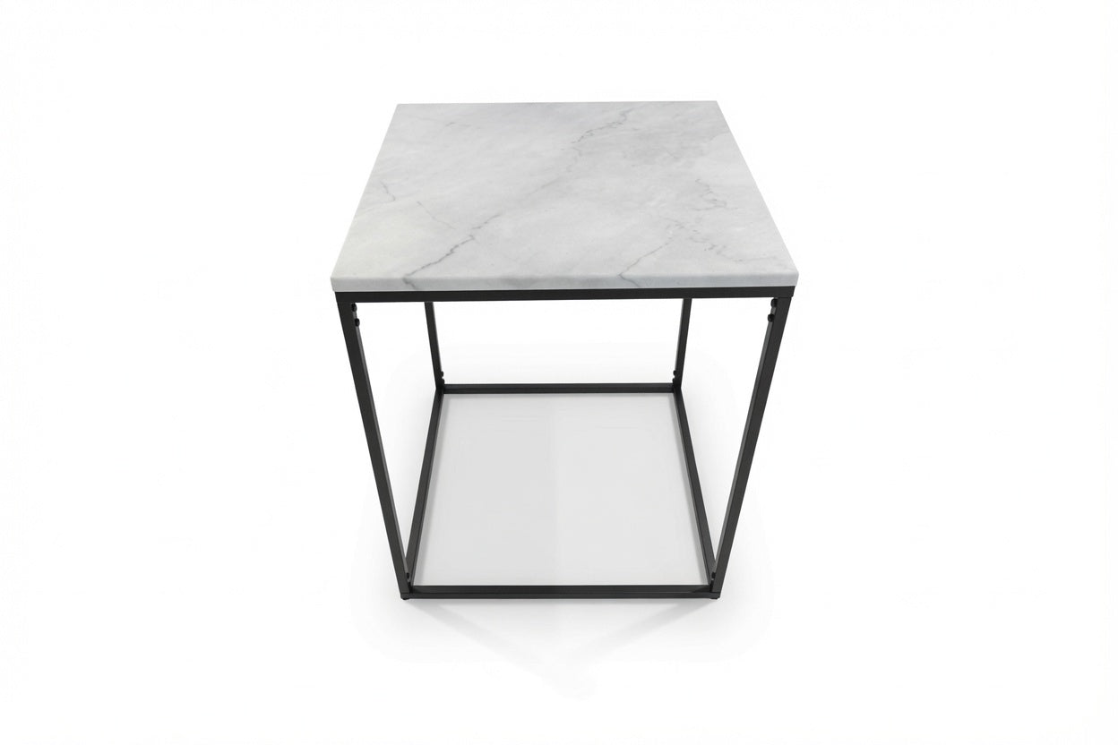 SILVA BLACK SIDE TABLE WITH WHITE MARBLE