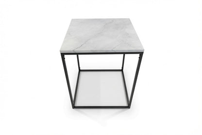 SILVA BLACK SIDE TABLE WITH WHITE MARBLE