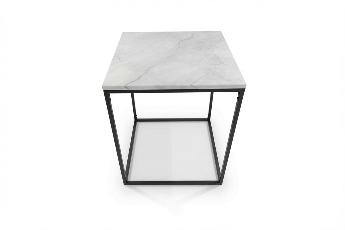 SILVA BLACK SIDE TABLE WITH WHITE MARBLE