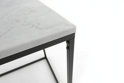 SILVA BLACK SIDE TABLE WITH WHITE MARBLE