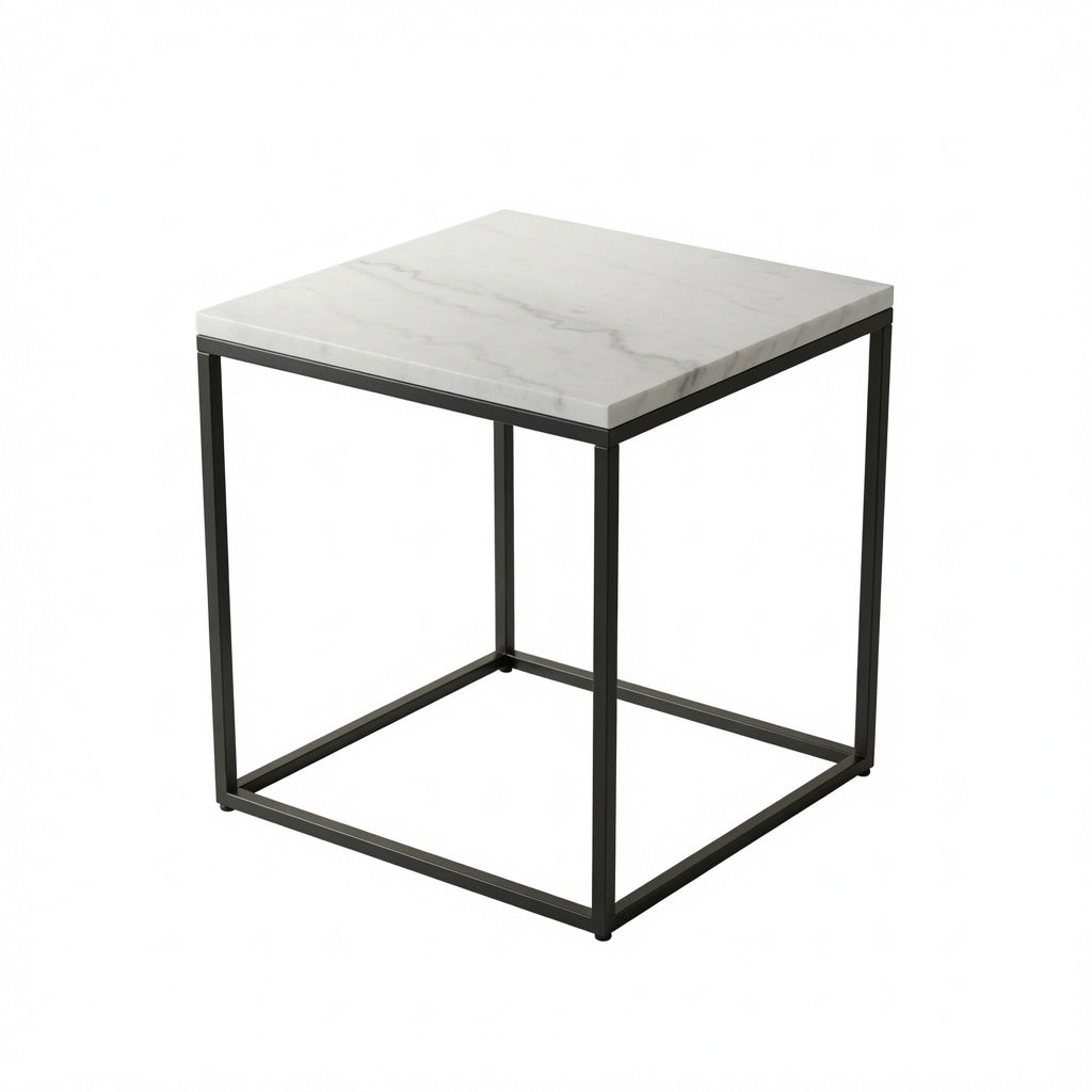 SILVA BLACK SIDE TABLE WITH WHITE MARBLE