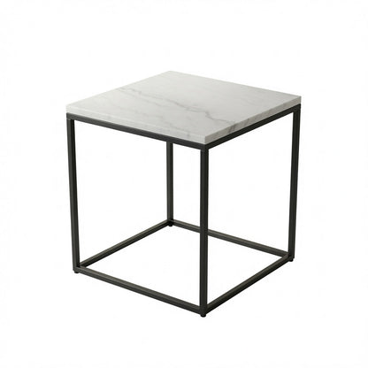 SILVA BLACK SIDE TABLE WITH WHITE MARBLE