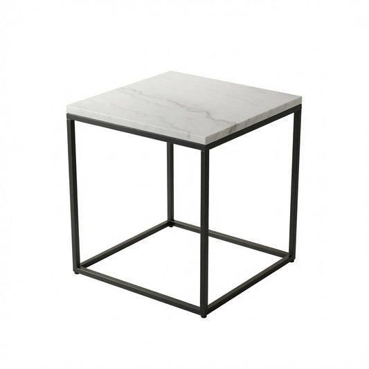 SILVA BLACK SIDE TABLE WITH WHITE MARBLE