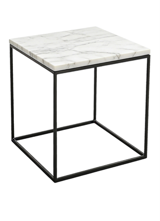 SILVA WHITE SIDE TABLE WITH WHITE MARBLE