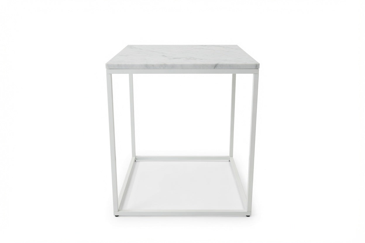 SILVA WHITE SIDE TABLE WITH WHITE MARBLE