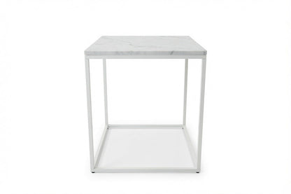 SILVA WHITE SIDE TABLE WITH WHITE MARBLE