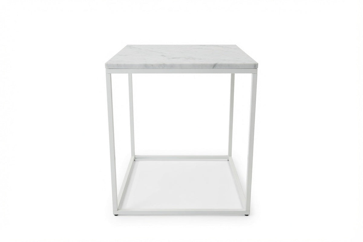 SILVA WHITE SIDE TABLE WITH WHITE MARBLE