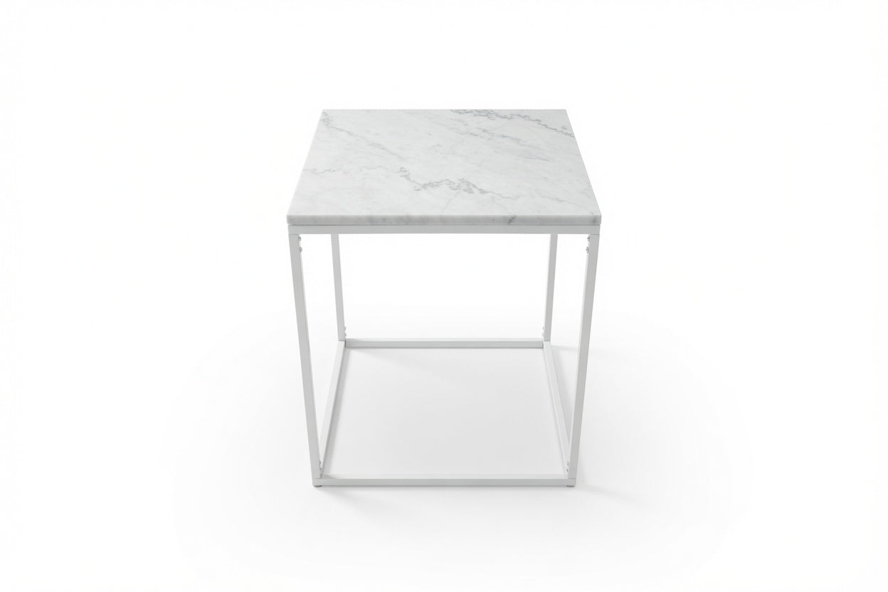 SILVA WHITE SIDE TABLE WITH WHITE MARBLE