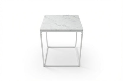 SILVA WHITE SIDE TABLE WITH WHITE MARBLE