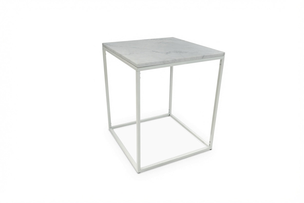 SILVA WHITE SIDE TABLE WITH WHITE MARBLE