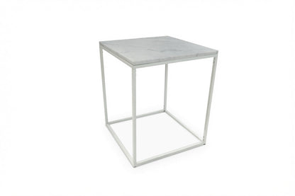 SILVA WHITE SIDE TABLE WITH WHITE MARBLE